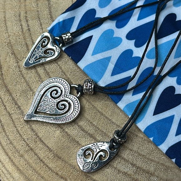 Brighton Triple Layered Black Rope Silver Pendant Necklace - Picture 5 of 8